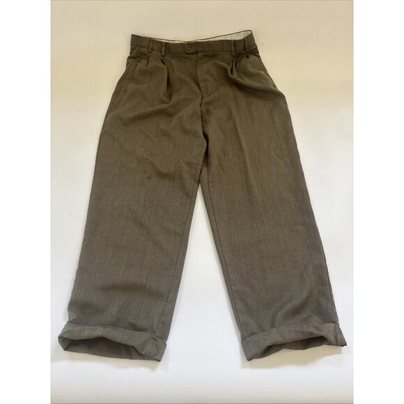VINTAGE Zanella Tan Pleated Virgin WOOL Trouser Men’s 36x29 Made ITALY READ - Picture 1 of 12